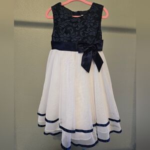Toddler Girl Rare Editions Navy and White Formal Holiday Dress